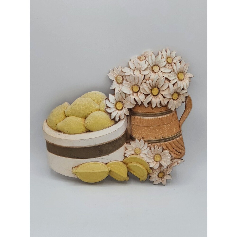 HOMCO Syroco Lemon Daisy Flower Wall Plaque Kitchen Decor 1981